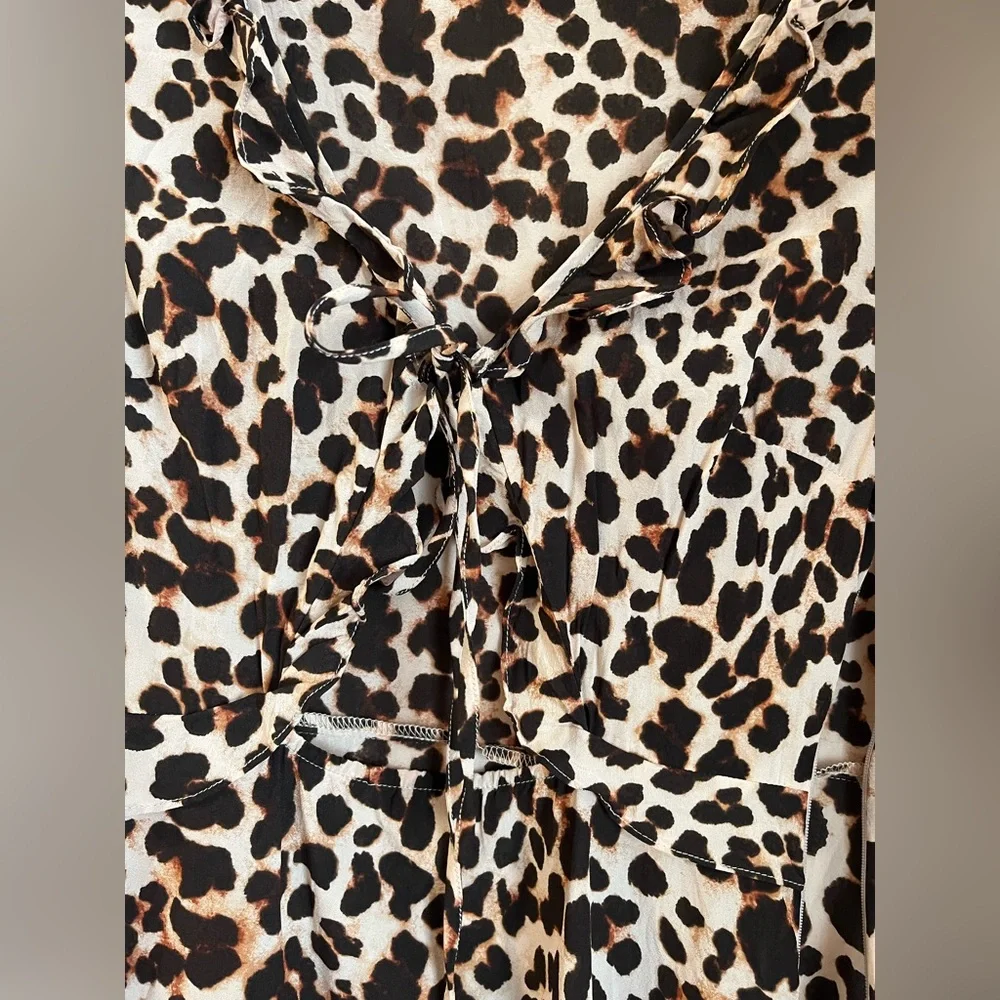 For Love and Lemons Leo Keyhole Mini Dress size small animal print silk blend - Picture 5 of 11